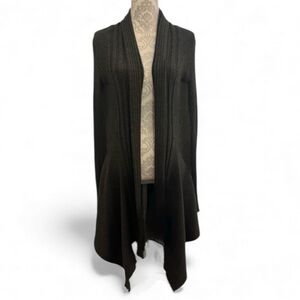 Y2K Retro Long Sleeve Cardigan Sweater Open Front Duster Size XL Dark Gray EUC